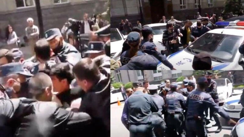 Paşinyana ETİRAZ: Polislə vətəndaşlar arasında toqquşma yaşandı - VİDEO