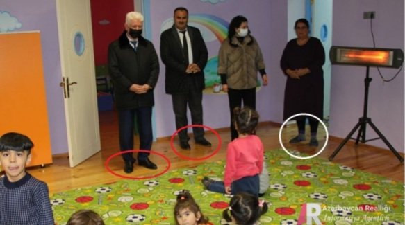 Cəlilabad Rayon İcra başçısı Rafiq Cəlilov uşaq bağçasına ayaqqabı ilə daxil oldu - FOTOLAR